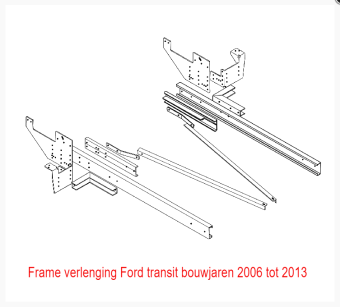 Frame verlenging chassis trekhaak Ford transit met voorwiel aandrijving 2000 tot 2006