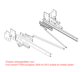 versterkte verlenging chassis trekhaak Ford transit Ft150 2000 tot 2013