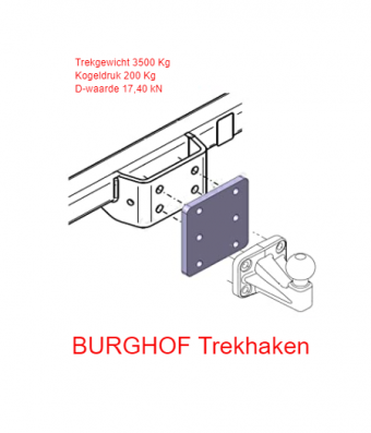 trekhaak achter plaat in hoogte verstelbaat
